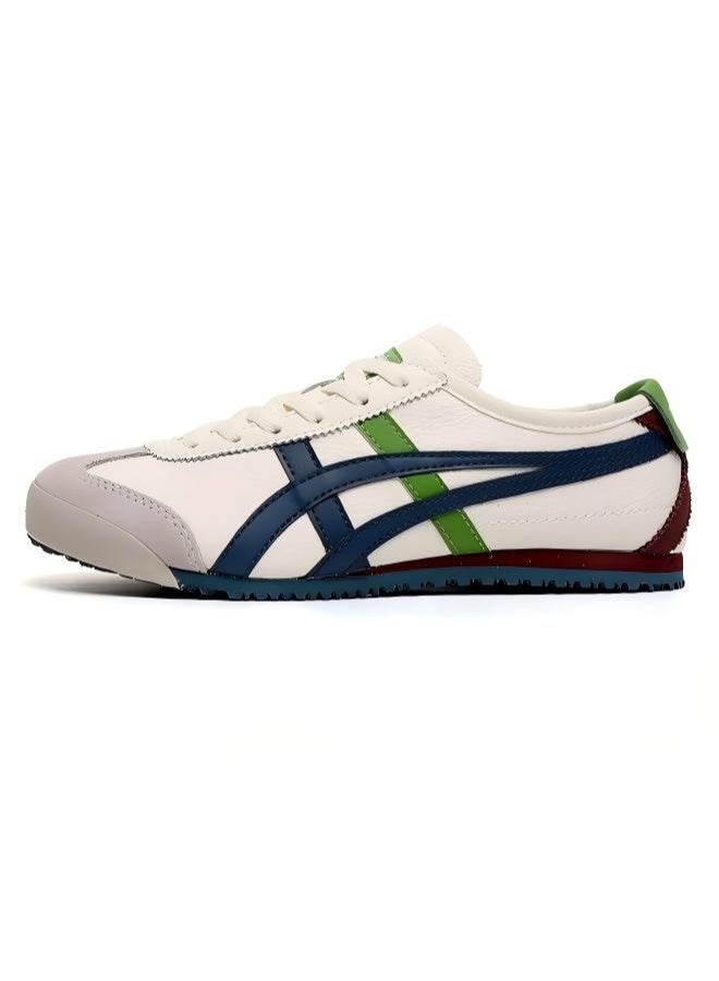 TIGER Retro sneakers with blue and green classic color-blocked leather, stylish and versatile, suitable for both men and women - Image 1